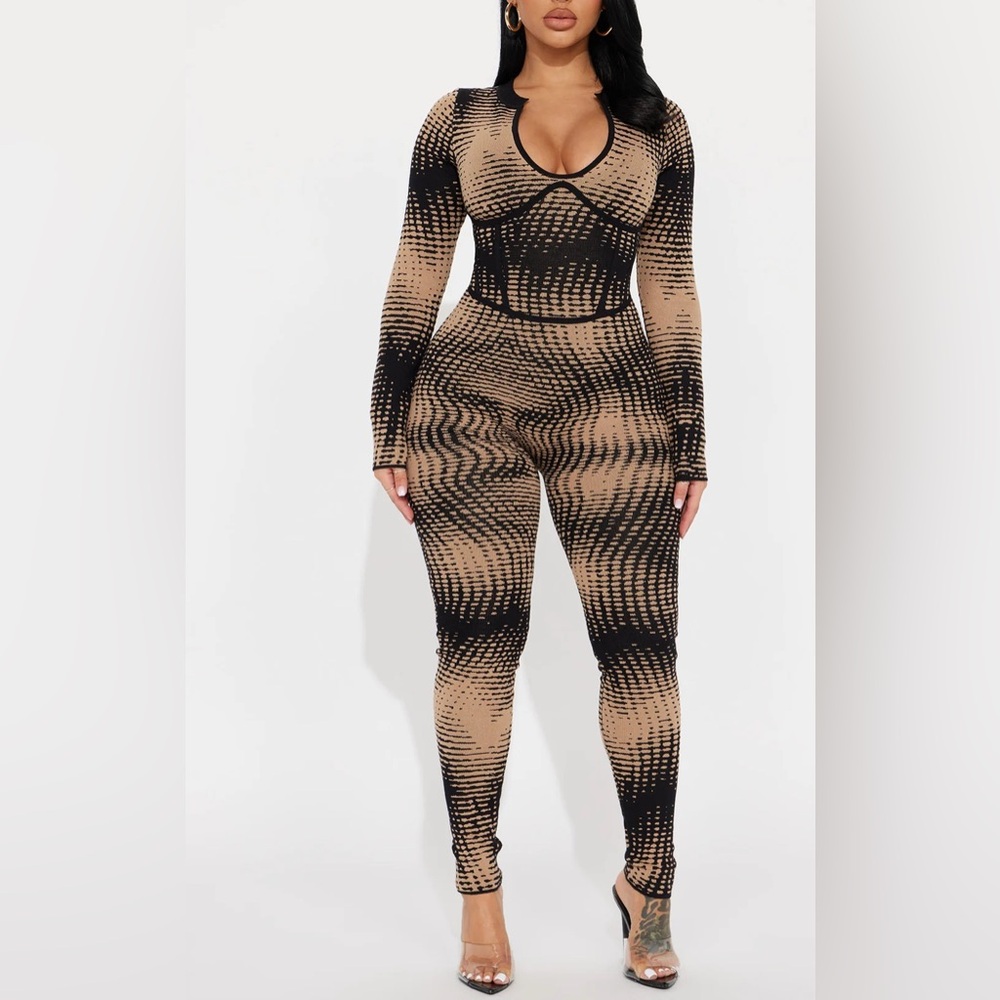 Stylish Black and Tan Jumpsuit